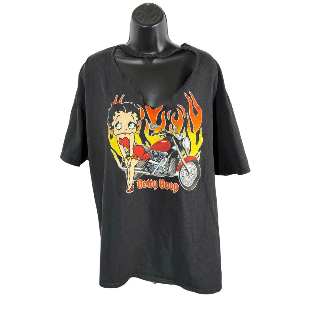 Betty Boop Motorcycle Graphic T Shirt 2XL Cut Neck Biker